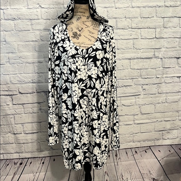 Coolibar Seacoast Swim Cover-Up Dress Hooded Floral UPF 50+ Size Large - Picture 3 of 11